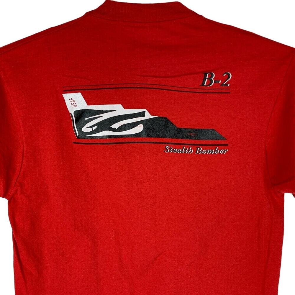Vintage 90s Stealth Bomber B-2 T Shirt Mens Large Red B2 USAF Air Force USA Made